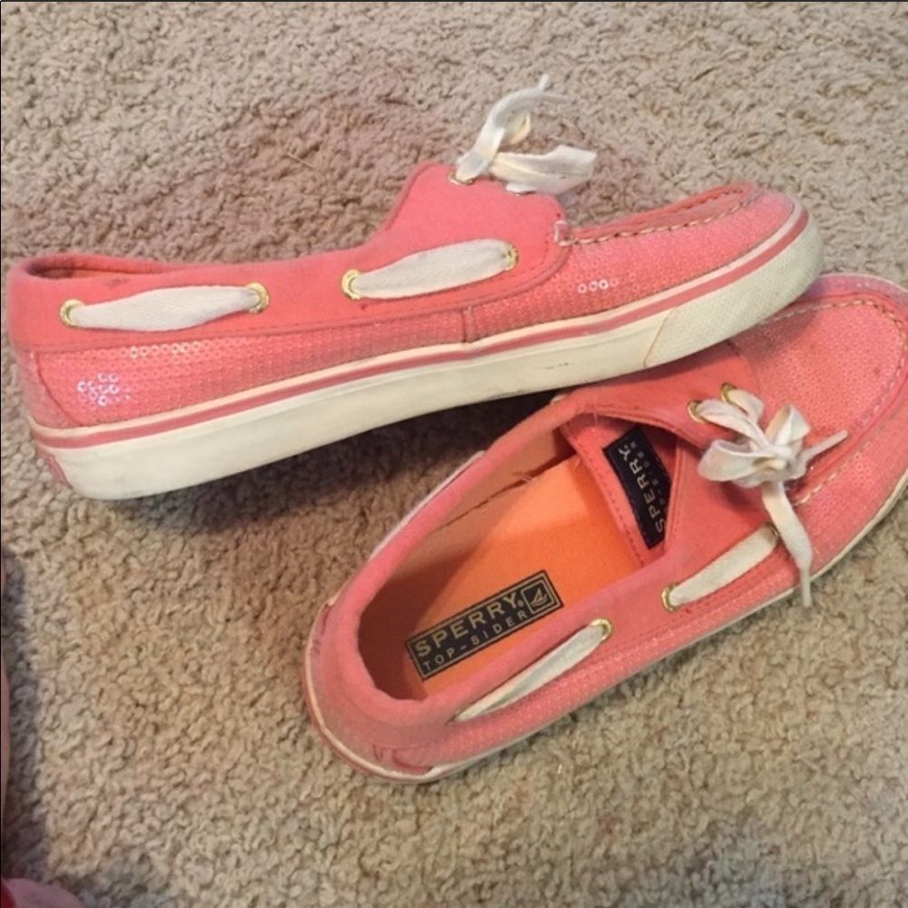 Sperry Top Siders Coral Jersey Sequin Shoes - 7.5 - Picture 3 of 5
